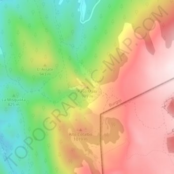 Carte topographique Paso Malo, altitude, relief