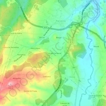 Carte topographique Quinta do Carrascal, altitude, relief