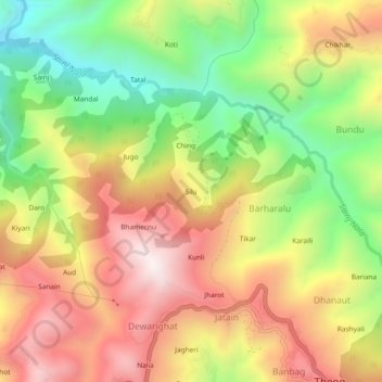 Carte topographique Silu, altitude, relief