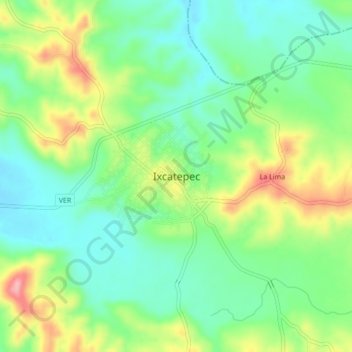 Carte topographique Ixcatepec, altitude, relief