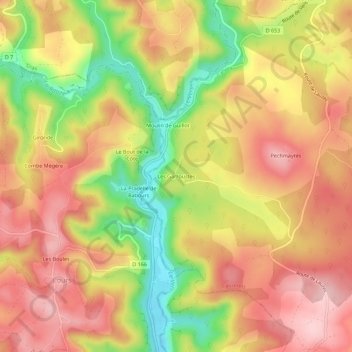Carte topographique Les Garroustes, altitude, relief