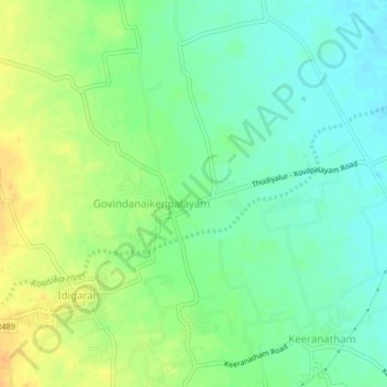 Carte topographique Athipalayam, altitude, relief