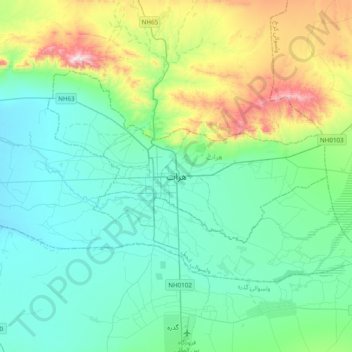 Carte topographique Hérat, altitude, relief