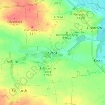 Carte topographique Gotha, altitude, relief