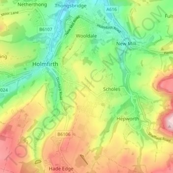 Carte topographique Larch House, altitude, relief