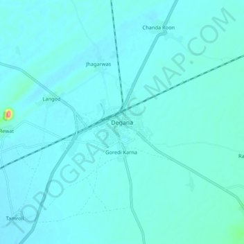 Carte topographique Degana, altitude, relief