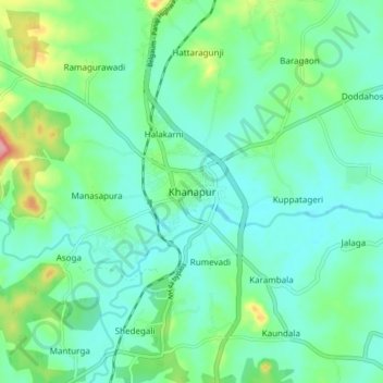 Carte topographique Khanapur, altitude, relief