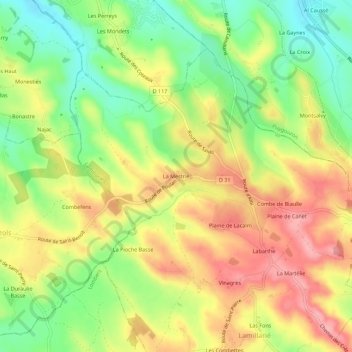 Carte topographique La Mestrié, altitude, relief