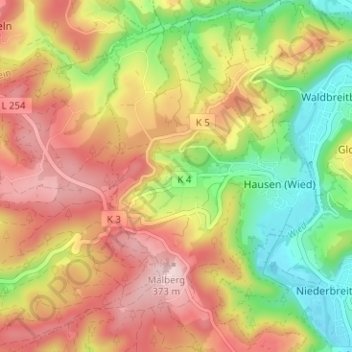 Carte topographique Reuschenbach, altitude, relief