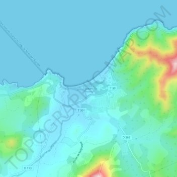 Carte topographique Losari, altitude, relief
