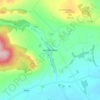 Carte topographique Auchenblae, altitude, relief
