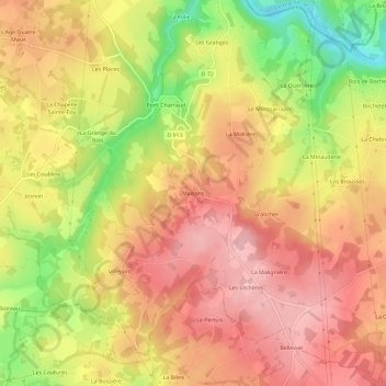 Carte topographique Maisons, altitude, relief
