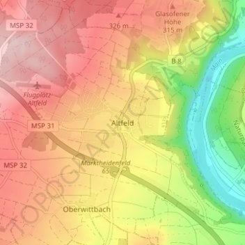 Carte topographique Altfeld, altitude, relief