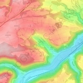 Carte topographique Rexingen, altitude, relief