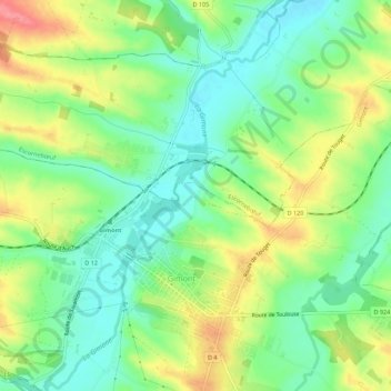 Carte topographique A l'Hermitage, altitude, relief