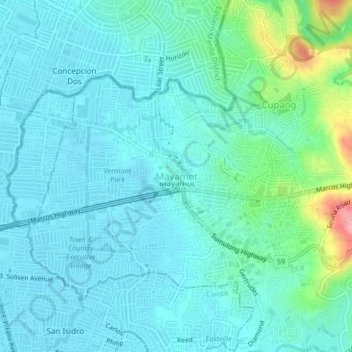Carte topographique Mayamot, altitude, relief