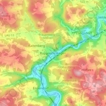 Carte topographique Rupprechtstegen, altitude, relief