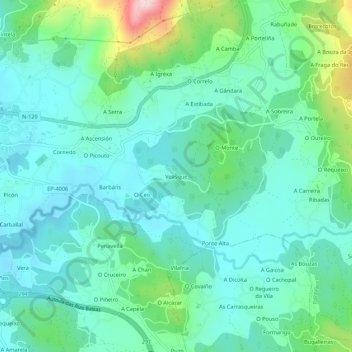 Carte topographique Veasque, altitude, relief