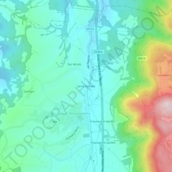 Carte topographique Santa Barbara, altitude, relief