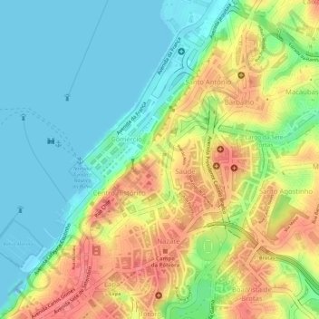 Carte topographique Largo do Pelourinho, altitude, relief