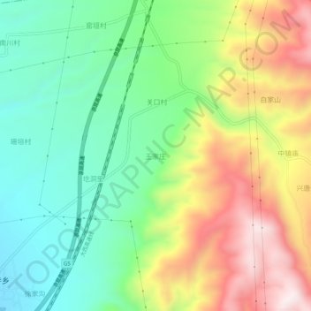 Carte topographique 王家庄, altitude, relief