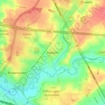 Carte topographique Newton, altitude, relief