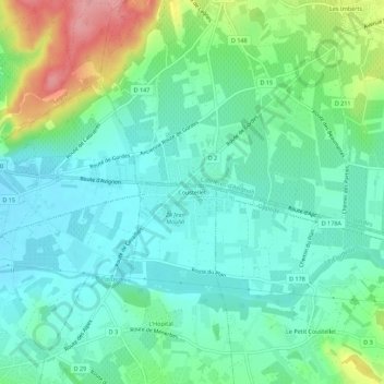Carte topographique Coustellet, altitude, relief