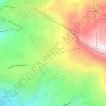 Carte topographique Qanat Bakish, altitude, relief