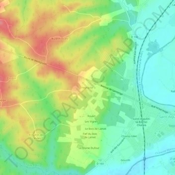 Carte topographique Mallaine, altitude, relief