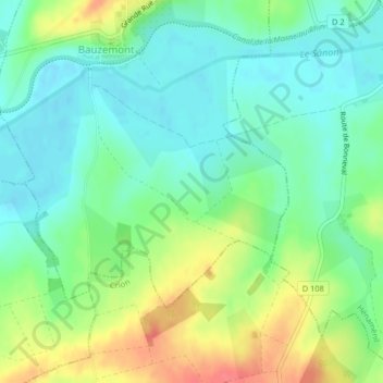 Carte topographique Le Buhey, altitude, relief