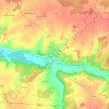 Carte topographique Lorrez-le-Bocage, altitude, relief