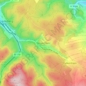 Carte topographique Dönschten, altitude, relief