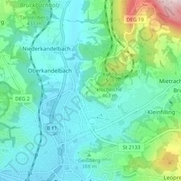 Carte topographique Thannberg, altitude, relief
