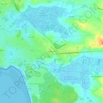 Carte topographique Les Moulins, altitude, relief