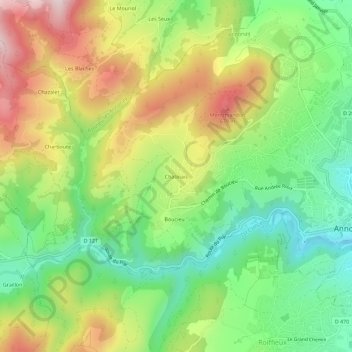 Carte topographique Chatinais, altitude, relief