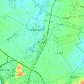 Carte topographique Rheidt, altitude, relief