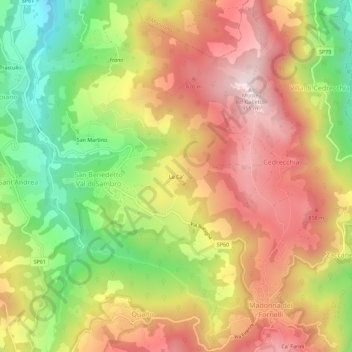 Carte topographique La Ca', altitude, relief