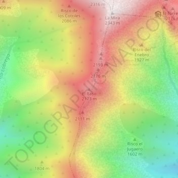 Carte topographique El Raso, altitude, relief