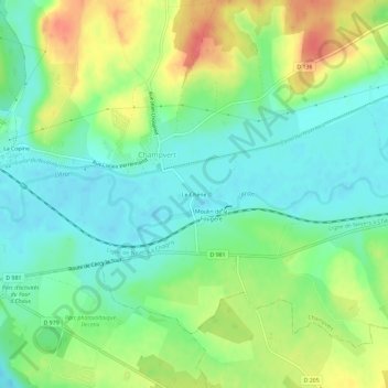 Carte topographique Le Chêne, altitude, relief