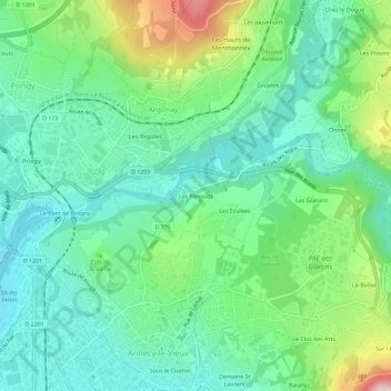 Carte topographique Les Rénauds, altitude, relief