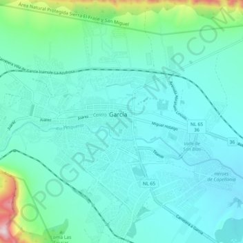 Carte topographique García, altitude, relief