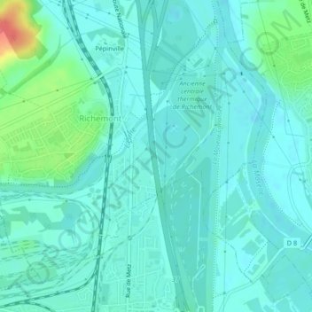 Carte topographique Devant le Pont, altitude, relief