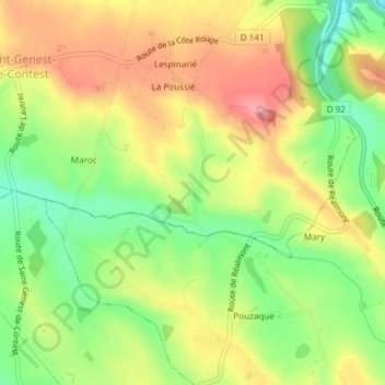 Carte topographique Perramond, altitude, relief