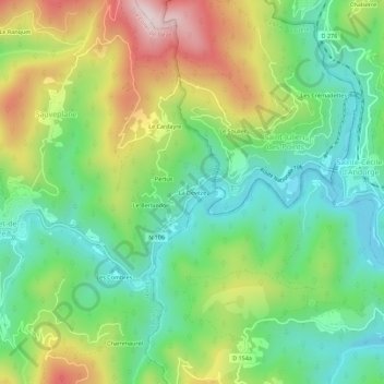 Carte topographique La Devèze, altitude, relief