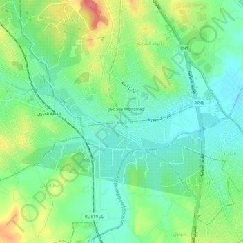 Carte topographique Akouda, altitude, relief