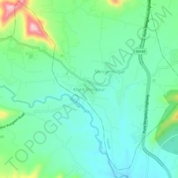 Carte topographique Khed Shivapur, altitude, relief