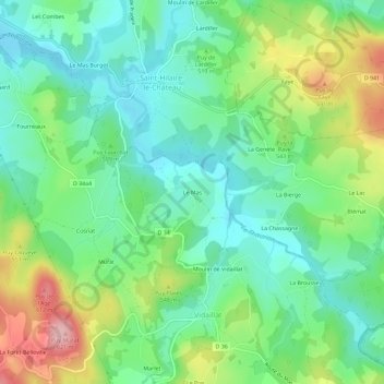 Carte topographique Le Mas, altitude, relief