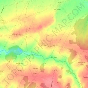 Carte topographique Frulon, altitude, relief