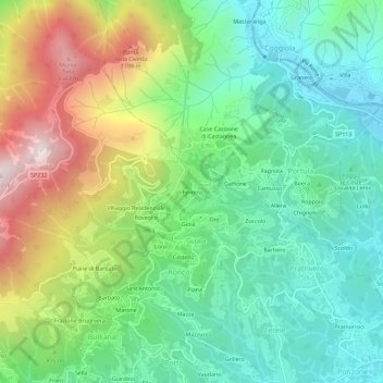 Carte topographique Ferrero, altitude, relief