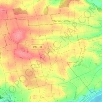 Carte topographique Oberhartheim, altitude, relief